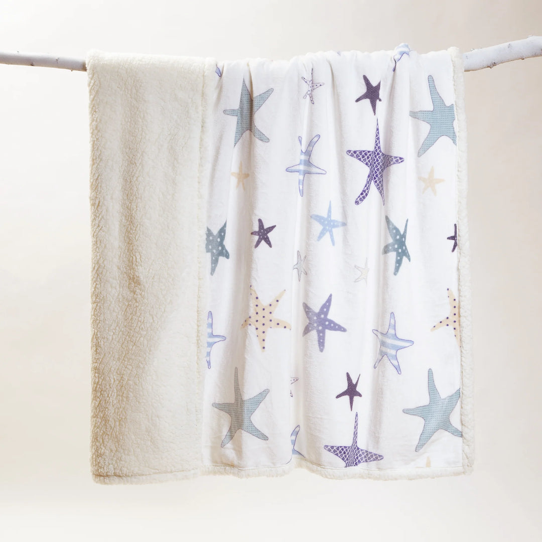 Plush Starfish Sherpa Throw Blanket - The Coastal Compass Home Decor