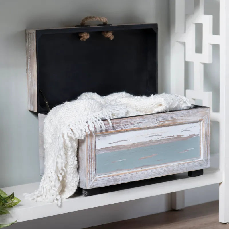 3-pc Venice Distressed Coastal Distressed  Wood Trunks - The Coastal Compass Home Decor