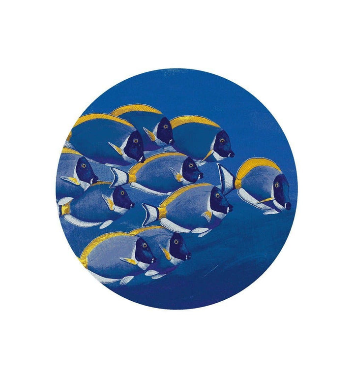 Ocean Blue School of Fish Round Area Rug - Made in the USA - The Coastal Compass Home Decor