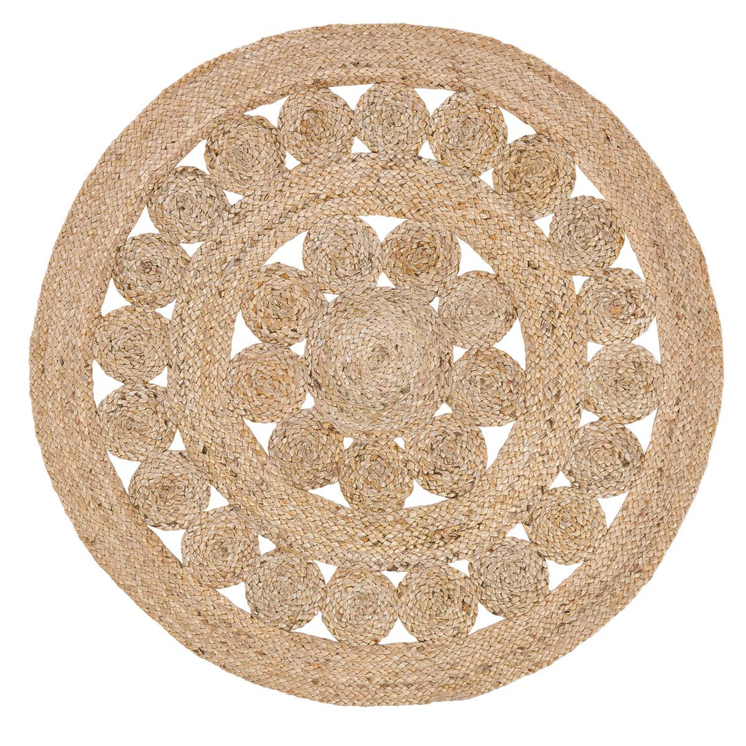 Braided round jute accent rug - The Coastal Compass Home Decor