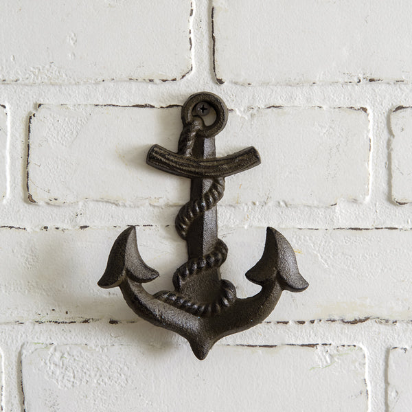 Anchor & Rope Wall Hook • Coastal Compass Home Decor