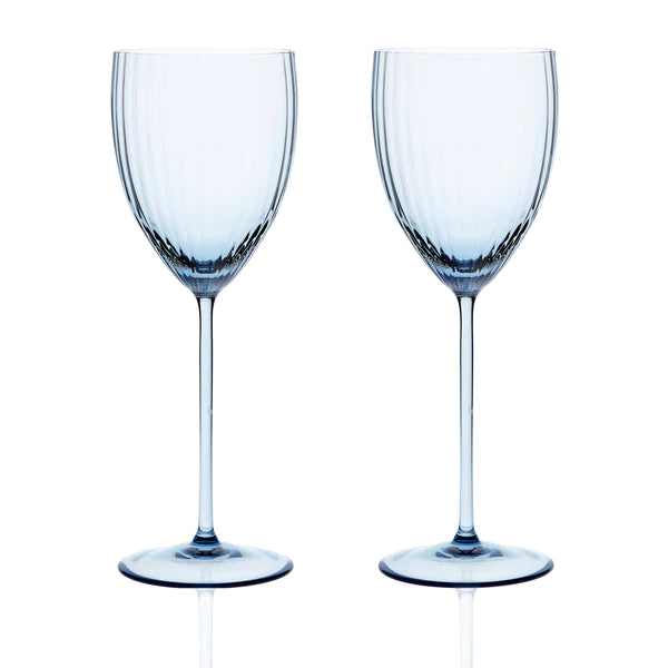 Bali Blue White Wine Glasses Set/2