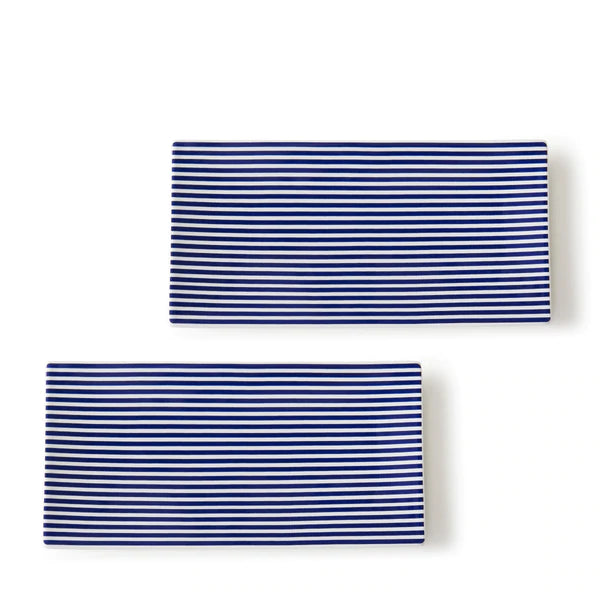 Bandon Stripe Sushi Tray - Set/2 • Coastal Compass Home Decor