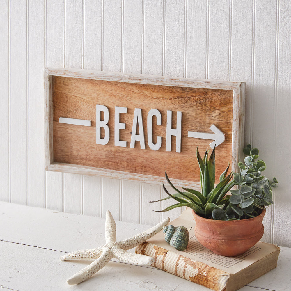 Beach Direction Sign • Coastal Compass Home Decor