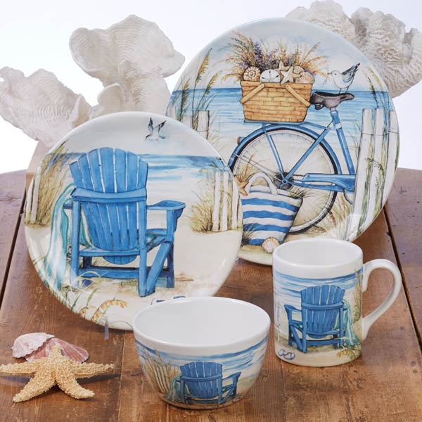 Beach themed melamine top dinnerware