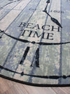 Distressed Beach Time Clock Round Area Rug - Made in the USA - The Coastal Compass Home Decor