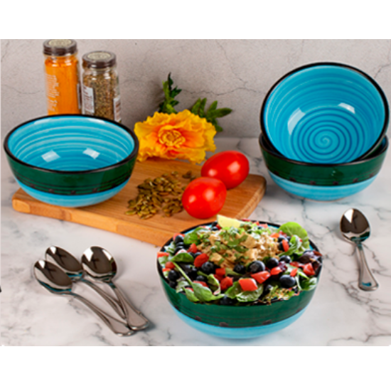Blue/Green Carousel Dinnerware Set - Coastal Compass Home Decor