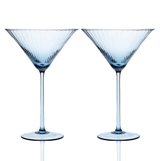 Bali Blue Martini Glasses Set • Coastal Compass Home Decor