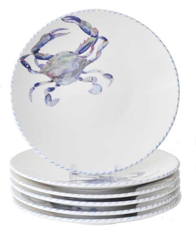 Blue Crab Coastal Dinner Plates - The Coastal Compass Home Decor