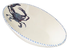  Blue Crab Diagonal Oval Serving Bowl | Coastal Compass