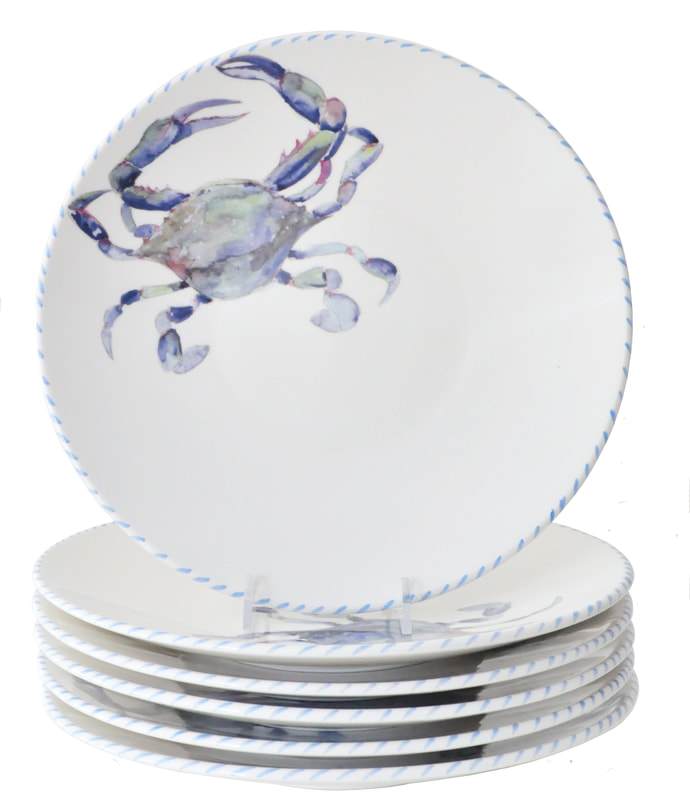 Blue Crab Coastal Salad Plate - The Coastal Compass Home Decor