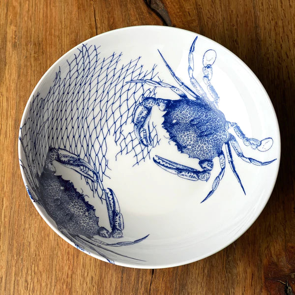 Blue Crabs Wide Serving Bowl • Coastal Compass Home Decor