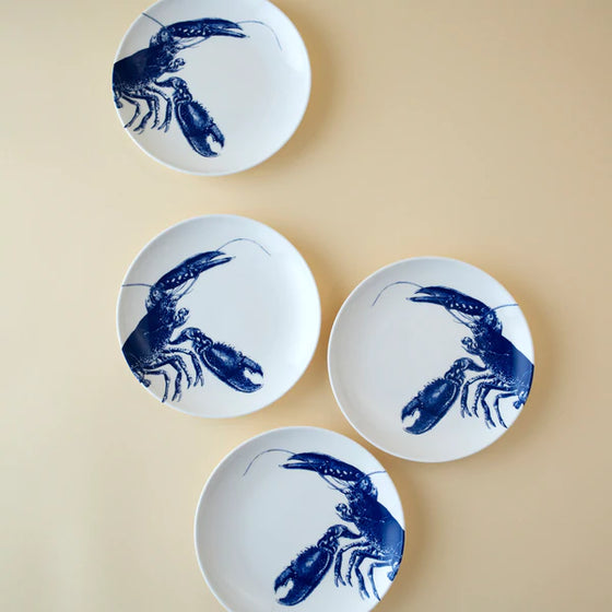 Blue Lobster Appetizer Plates - Set/4 • Coastal Compass Home Decor