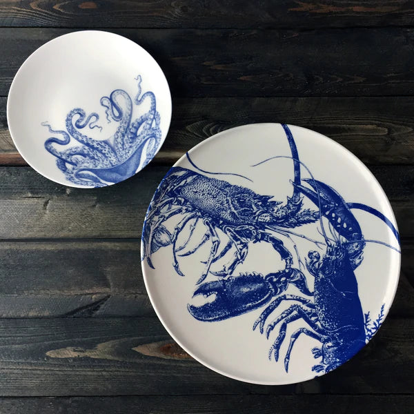 Blue Lobster Round Serving Plate • Coastal Compass Home Decor
