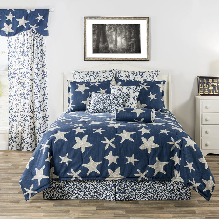 Blue Star Comforter Set • Coastal Bedding • Starfish Comforter • Coastal Compass Home Decor