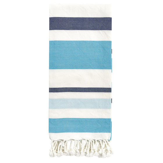 Blue Stripe Woven Dish Towel • Coastal Compass Home Decor