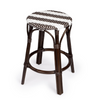 Dark Brown & White Rattan Counter Stool