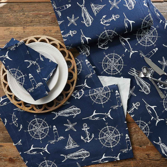 Captain's Quarters Table Linen Navy Set • Coastal Compass Home Decor