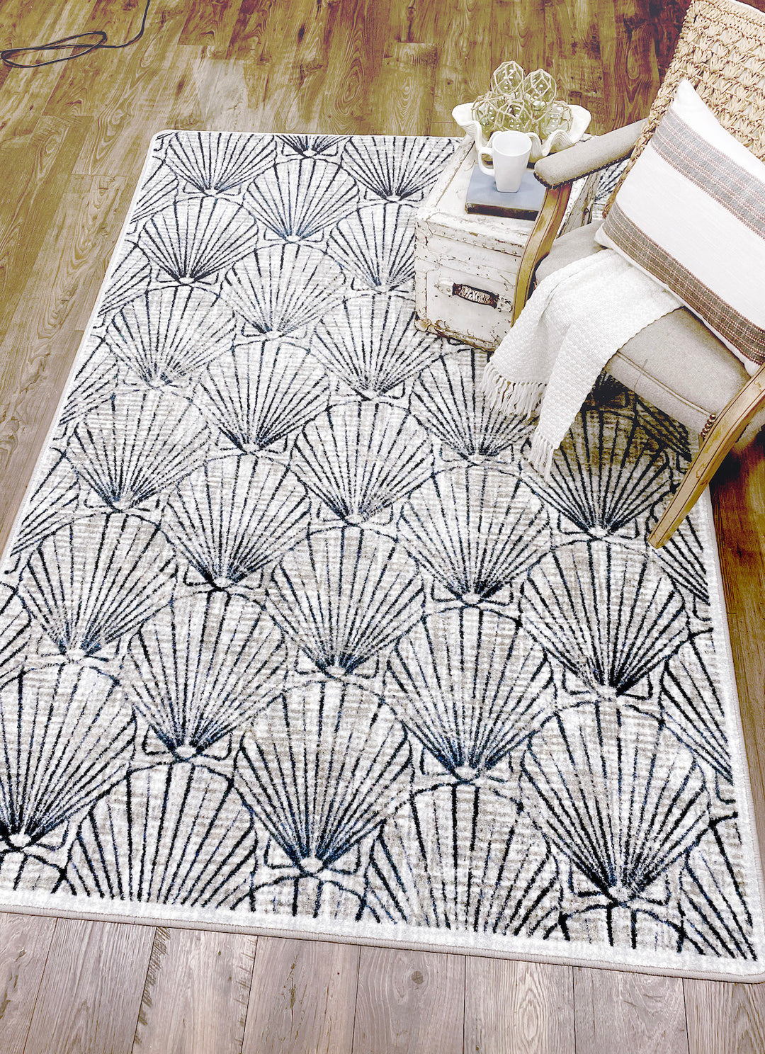 Shell Print Rugs Deco Shells Rug | Coastal Rugs | Coastal Compass Home Decor – The ...