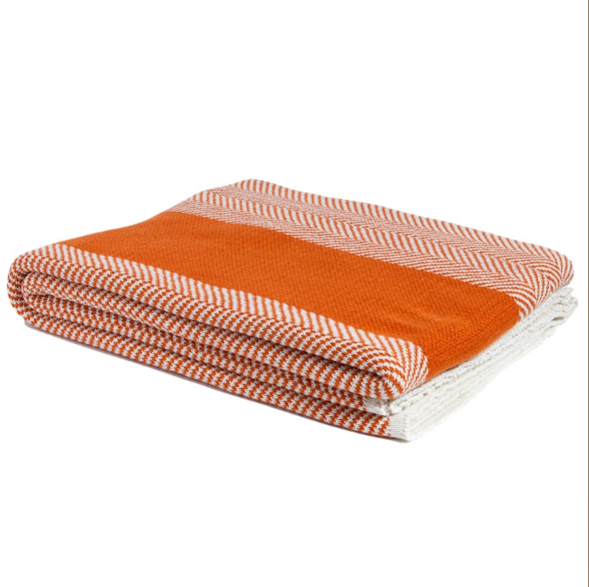 Eco Herringbone Stripe Throw Blanket Orange • Coastal Compass Home Decor
