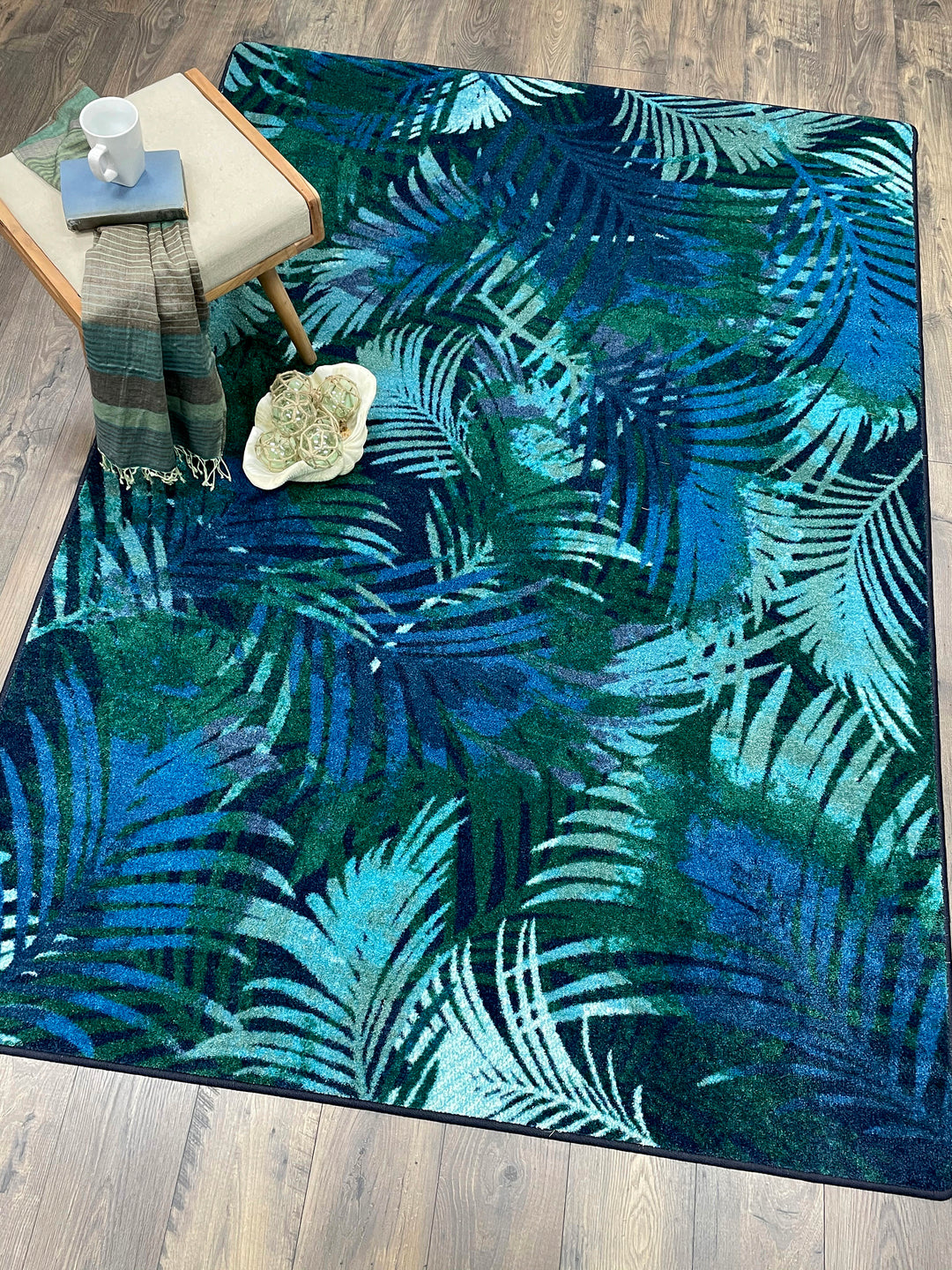 Palm Rug Palm Leaf Rug | Coastal Rugs | Coastal Compass Home Decor – The Coastal ...
