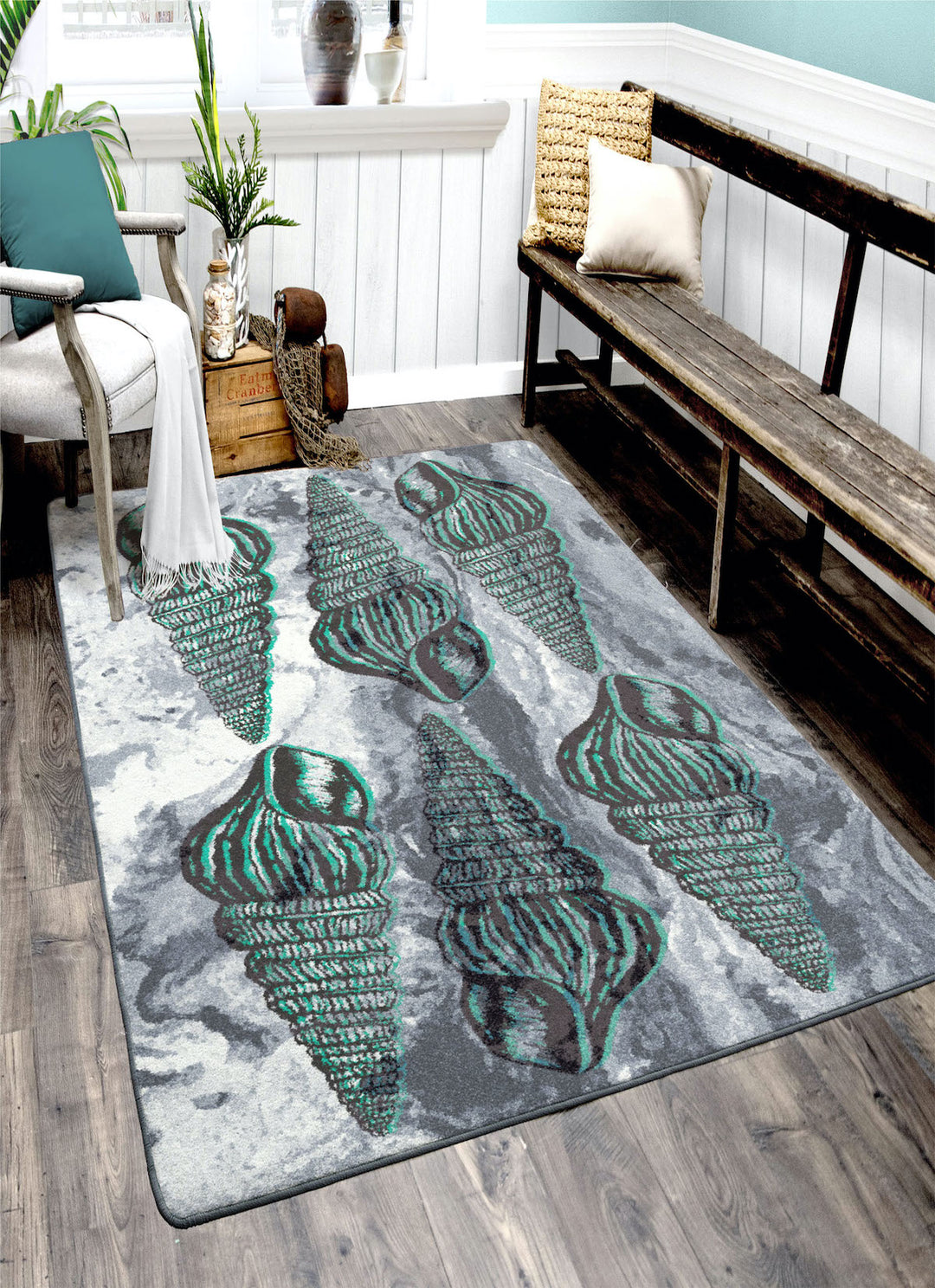 Boracay Shell Rug Grey Seas Auger Shells Rug | Coastal & Beach Rugs | Coastal Compass ...