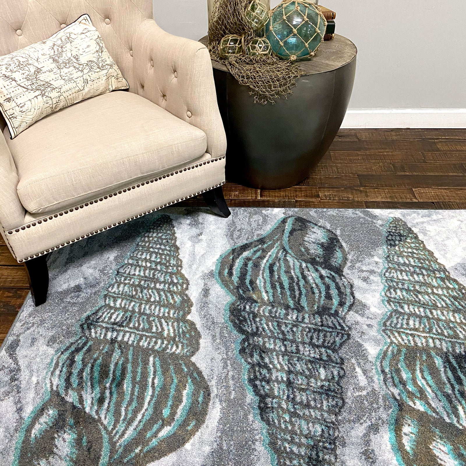 Boracay Shell Rug Grey Seas Auger Shells Rug | Coastal & Beach Rugs | Coastal Compass ...