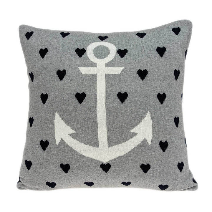 Casual Square Grey Nautical Anchor Accent Pillow