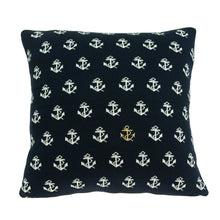  Nautical Blue Anchor Pillow w/ Poly Insert • Coastal Compass Home Decor