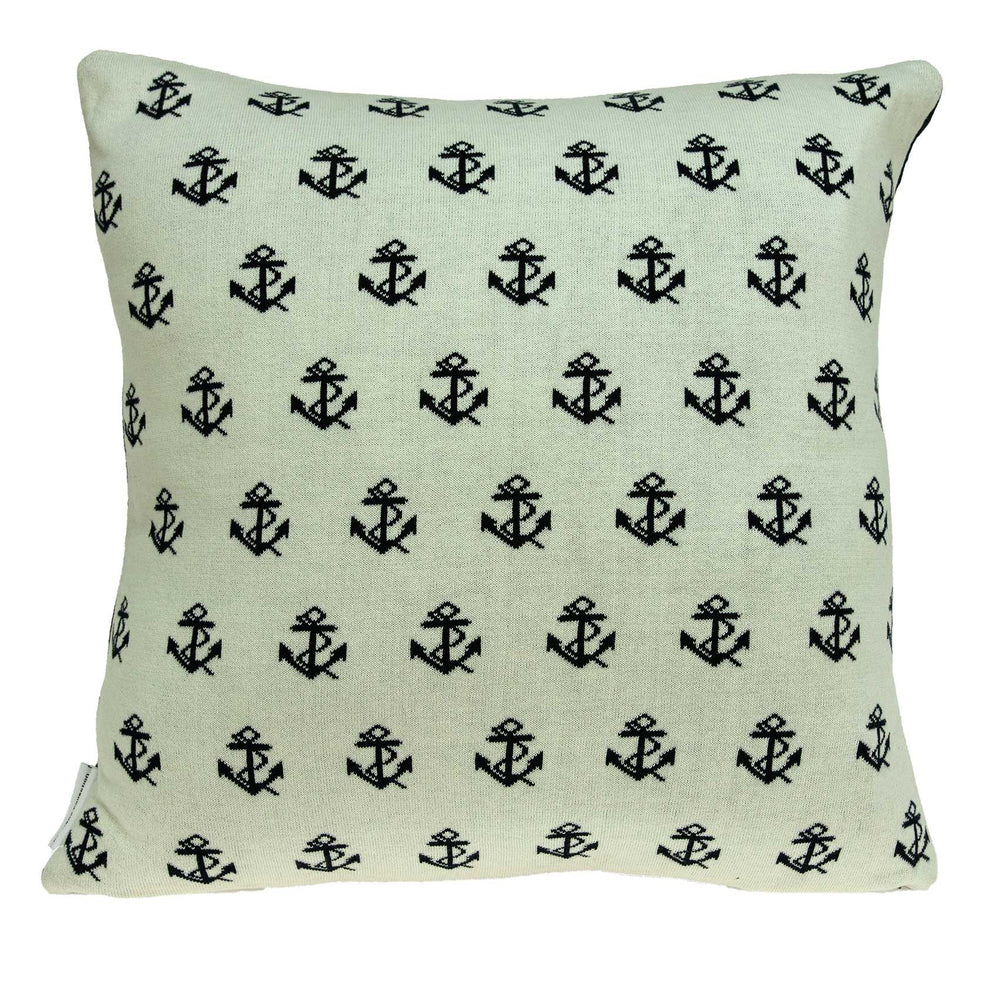 Nautical Blue Anchor Pillow w/ Poly Insert • Coastal Compass Home Decor