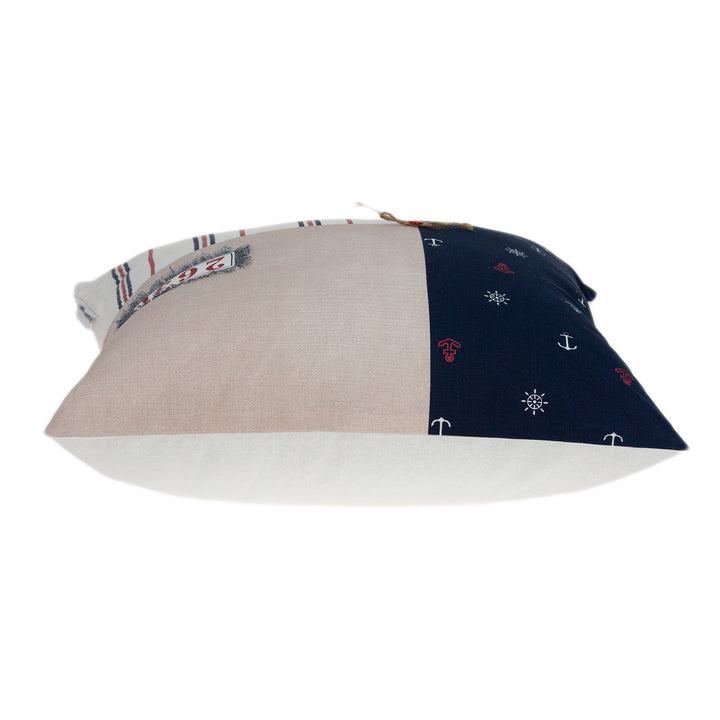 Nautical Multi-pattern Throw Pillow • Coastal Compass Home Decor