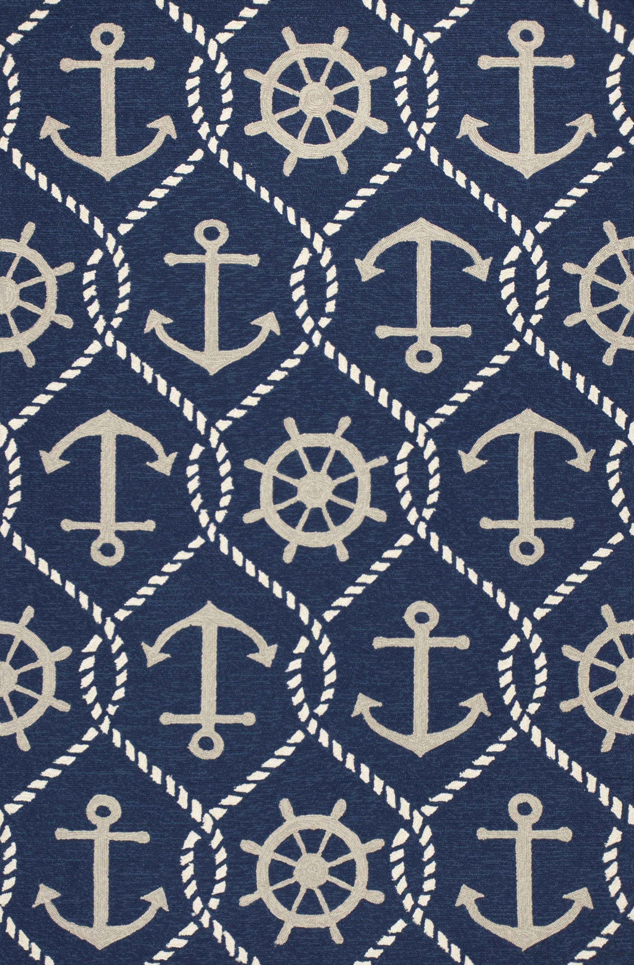 Anchor Navy Area Rug | Nautical Rug | Coastal Compass Home Decor – The ...