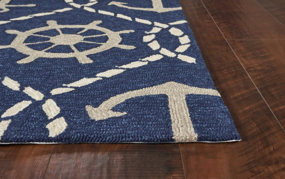 Anchor Navy Area Rug | Nautical Rug | Coastal Compass Home Decor – The ...