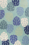 Turquoise Monstera Area Rug | Coastal Compass