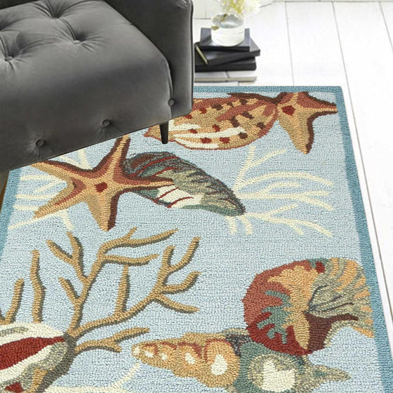 Blue Creature Runner Area Rug | Coastal Compass Home Decor