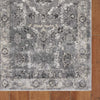 7' Grey Machine Woven Distressed Floral Traditional Indoor Runner Rug