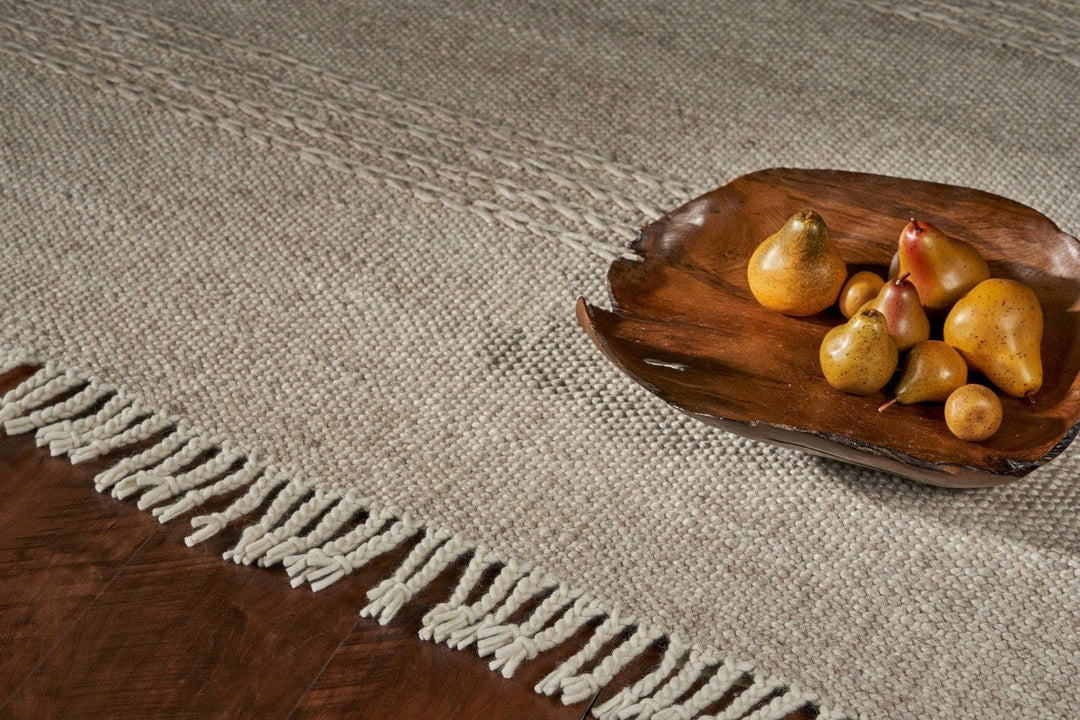 Natural Cable-Knit Wool Area Rug • Coastal Compass Home Decor