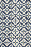 Ivory-Blue Mosaic Area Rug | Coastal Compass