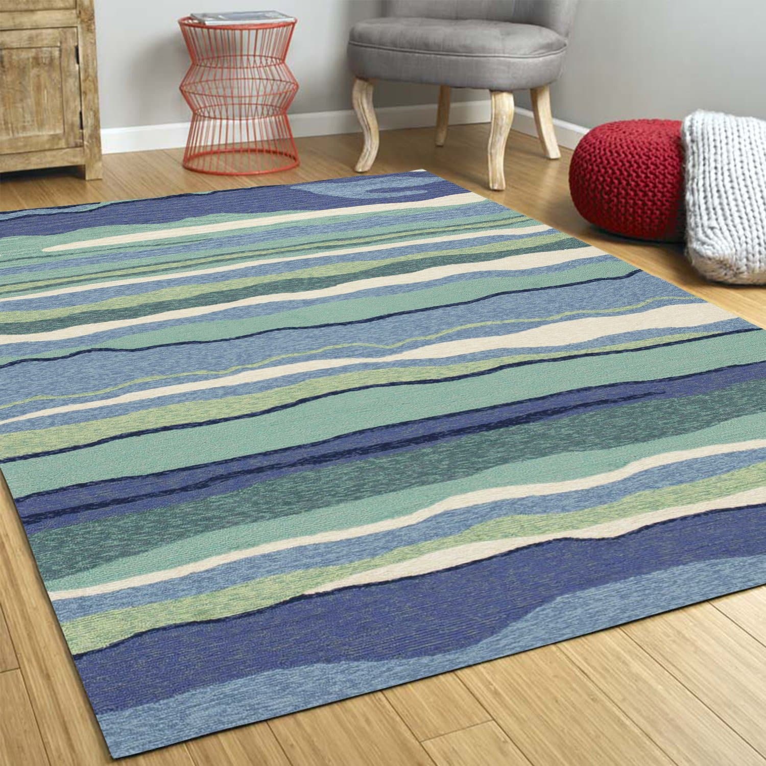 Ocean Wave Area Rug | Nautical Area Rugs | Coastal Compass – The ...