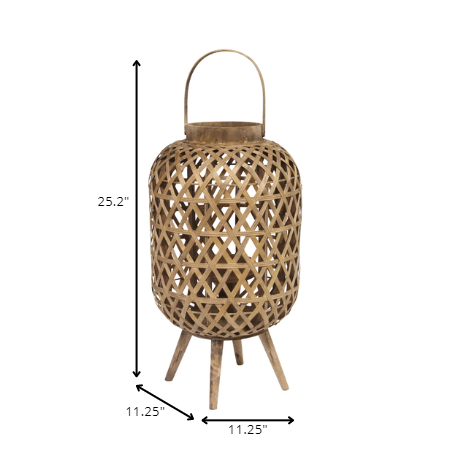 Bamboo & Wood Lantern Stand • Coastal Compass Home Decor