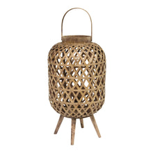  Bamboo & Wood Lantern Stand • Coastal Compass Home Decor
