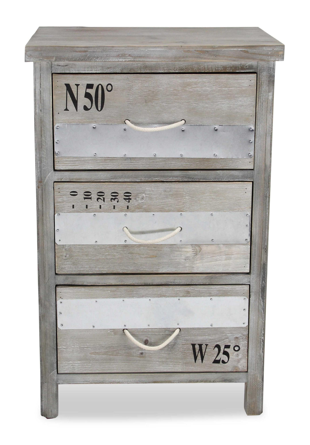 Nautical Gray Wash Wood Dresser • Coastal Compass Home Decor