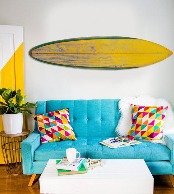 Distressed Surfboard Wood Panel Wall Art - Coastal Compass Home Decor