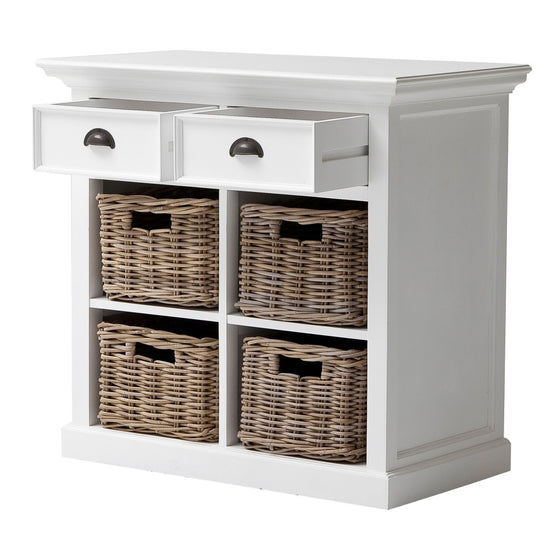 Modern Farmhouse White Medium Accent Cabinet with Baskets