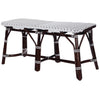 Dark Brown and White Rattan Bench | Coastal Compass Home Decor