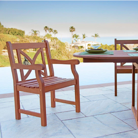 Brown Patio Armchair with Cross-back Design | Coastal Compass Home Decor