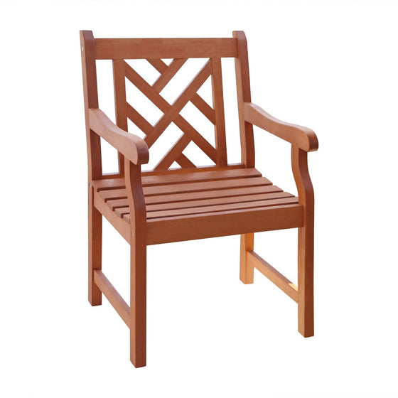 Brown Patio Armchair with Diagonal Design