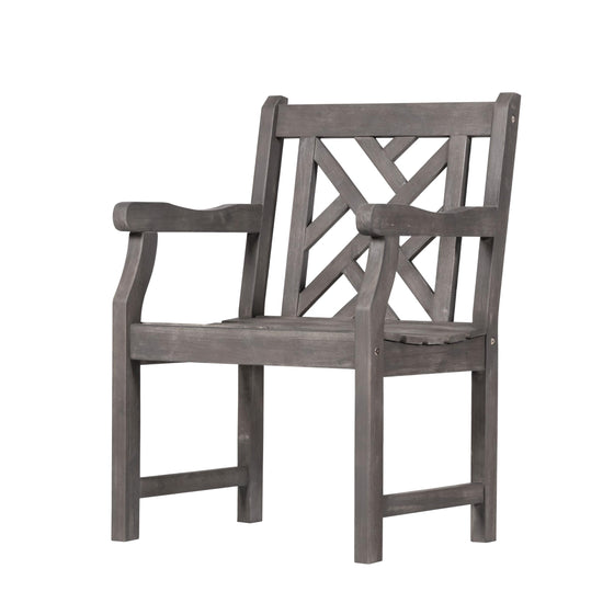 Distressed Patio Armchair with Diagonal Design