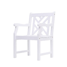  White Patio Armchair with Diagonal Design | Coastal Compass Home Decor