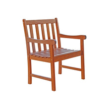  Slat Wood Finish Patio Armchair